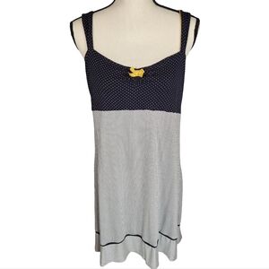Simply Vera Vera Wang Polka Dot Stripe Chemise Sleep Dress, Navy/White, XL